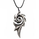 Rising Flame Phoenix Egyptian Amulet Charm Chain Necklace Black Silver Mainstone