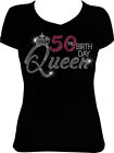 50th Birthday Queen Bling Rhinestone Birthday Shirt BD57