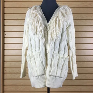 NWT Max Studio Chunky Sweater Women XS Cream Acrylic Blend Knit Stretch Cardigan - Picture 1 of 13