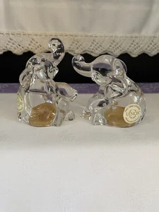 NEW Lenox Elephant Salt & Pepper Shakers Crystal Prosperity Trunk Up - Picture 1 of 7