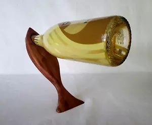 Fish Wine Bottle Holder Tabletop Balance Natural Wooden Wood Display Rest - Picture 1 of 7