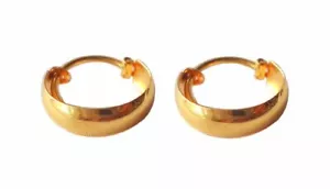 22K/18K Real Certified Fine Yellow Gold Stunning Plane Hoop Earrings - Picture 1 of 2