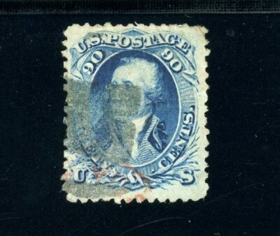 Scott 101 US Used 1869 Washington Red Cancel Grilled Rare SCV $3,000 - Image 1 of 2