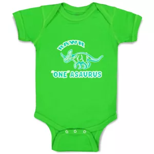 Baby Bodysuit Roar 1 Dinosaur Funny Cotton Boy & Girl Baby Clothes - Picture 1 of 21