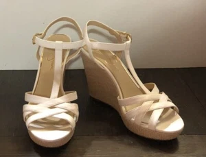Jessica Simpson Javawn White Wedge Sexy Strappy Sandals US 9.5 Wedding Shower - Picture 1 of 9