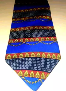 Mens Blue Gold Versace Classic V2 Smart Silk Tie - Picture 1 of 3