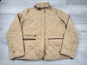 Ralph Lauren Jacket Womens M Beige Quilted Corduroy Equestrian Lined Preppy - Picture 1 of 11