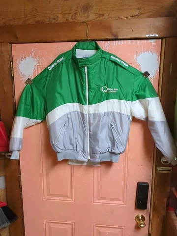 VINTAGE Swingster Quaker State Racing Jacket Made USA double sided lined bodine Cover