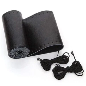 Cubierta de cuero para volante de automóvil hilo de aguja antideslizante negra para Jeep Wrangler - Imagen 1 de 12