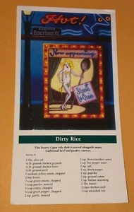 New Orleans Bourbon Street Postcard 1990 Dirty Rice Recipe Louisiana Cuisine Art - Foto 1 di 2