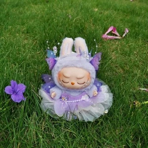 (No Dolls)For POP MART The Monsters Labubu Plush Doll Purple Butterfly Skirt Set - Picture 1 of 6