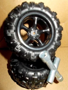2 Replacement Off road tires RC fat rubber with rim and wrench IMDEM 2.5" 64mm D - Picture 1 of 7