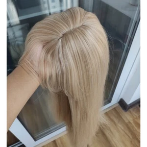 Long Straight Heat Resistant Hair Ash Blonde Costume Wig With Bangs - Picture 1 of 8