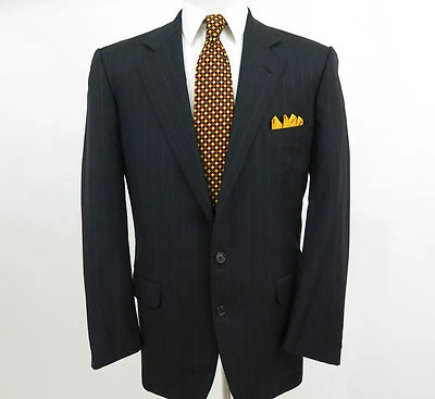 Corneliani Men's Pure Wool Black Striped Italian Blazer Jacket Sport Coat 42 L  - Image 1 of 4