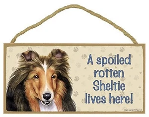 Verwöhnter fauler Sheltie Hund 5 x 10 Holzschild Plakette Hergestellt in den USA - Bild 1 von 1