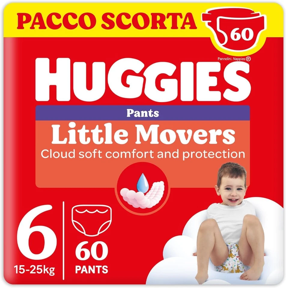 Huggies Little Movers Pannolini Mutandina Taglia 6 (15-25 Kg) Ultra Assorbente