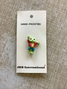 JHB International Hand Painted Whimsical FROG BUTTON Embellishment 1” NEW - Picture 1 of 2