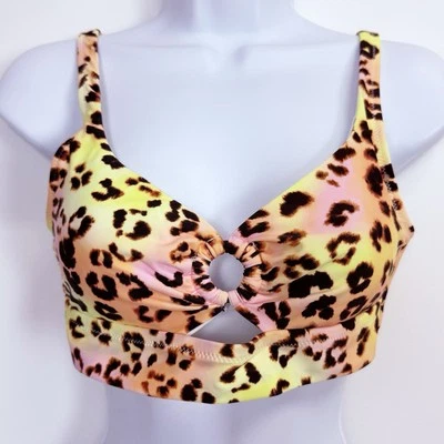 Top de bikini Bar III para mujer talla grande amarillo rosa estampado animal verano calor nuevo con etiquetas Foto 1 de 4