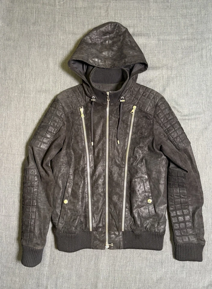 Chaqueta de motociclista Balmain para hombre cremalleras de cuero gamuza negra - talla mediana EE. UU. / 48 EUR Foto 1 de 4