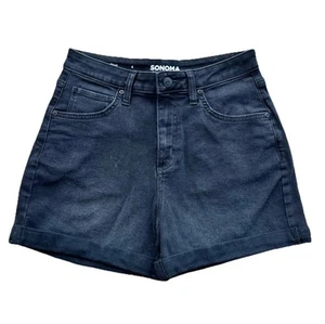 Sonoma Women Size 4 High Rise Folded-Hem Hits Above Mid-thigh Relaxed Mom Shorts - Picture 1 of 6