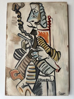 Pablo Picasso Artist Oil Painting Canvas Signed Stamped Hand Handmade Vintage - Image 1 of 4