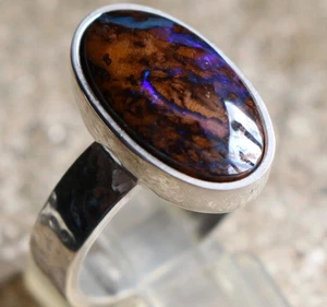 Boulder Opal - 7.9 Karat - 925er Silberring - Size: 19,1 / 60 mm - Bild 1 von 10