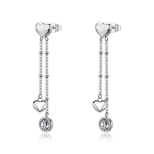 S'AGAPO AURORA ORECCHINI PENDENTI IN ACCIAIO CON CUORE E CRISTALLI SAR70 (3706) - Imagen 1 de 5