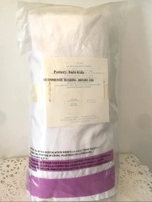 Pottery Barn Baby Nueva Falda Cuna Harper Orgánica Blanca Con Borde Púrpura Talla Única  Foto 1 de 2