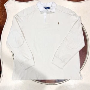 Vintage Polo Ralph Lauren 90s Rugby Shirt White Men’s Size XL Padded Elbow EUC! - Bild 1 von 9
