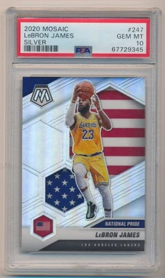 2020 Panini Mosaic National Pride Silver Prizm LeBron James #247 PSA 10 Pop 8 - Image 1 of 2
