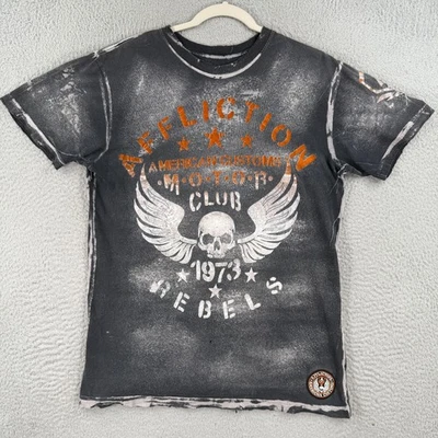 Camisa Affliction Para Hombres Mediana Envejecida Aduanas Americanas Rebeldes Calavera Alas Camiseta Foto 1 de 4