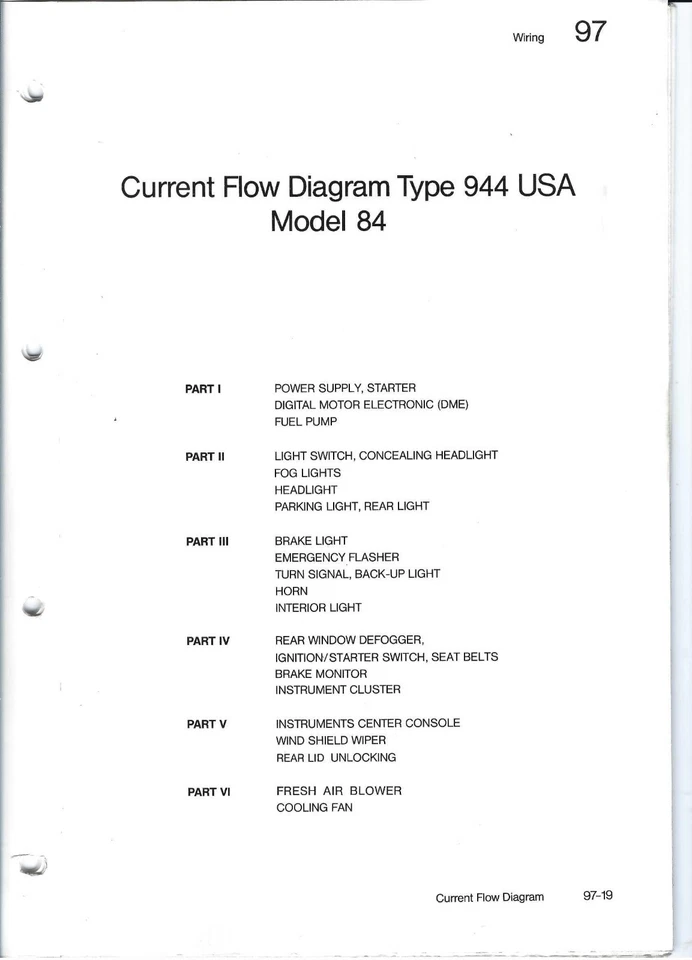 Porsche 944 1984 juego de diagrama de cableado original de fábrica EE. UU. Foto 1 de 1