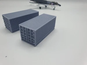 1:72 set of 2 Shipping Containers (20ft Long Version) Resin Printed.  Unpainted - Picture 1 of 6