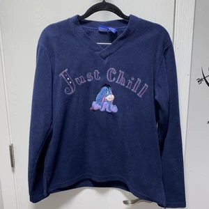 Felpa in pile vintage scollo a V Disney Eeyore Just Chill piccola Y2K - Foto 1 di 8