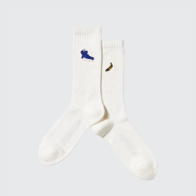 KAWS + Warhol x Uniqlo "Banana" - UT Graphic Socks | White - 27 - 29  ✅Authentic - Image 1 of 2