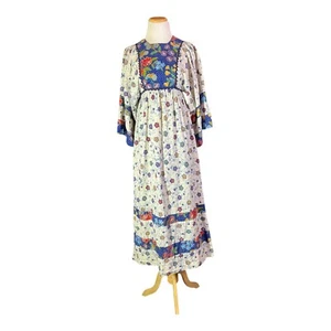 Vintage Young Innocent by Arpeja Size XS? 70s Mixed Print Dress *Flaws - Picture 1 of 20