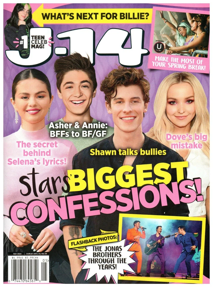 J-14 Magazine May 2020 Shawn Mendes With All 6 Posters Jonas Brothers BTS