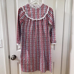 Lanz of Salzburg Red Heart Tyrolean Classic Fleece Nightgown Girls Size M 7-8 - Picture 1 of 12