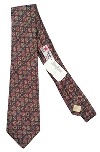 NEW Turnbull & Asser Pure Silk Tie! Brown With Navy Pink & White Ovals Design - Picture 1 of 1