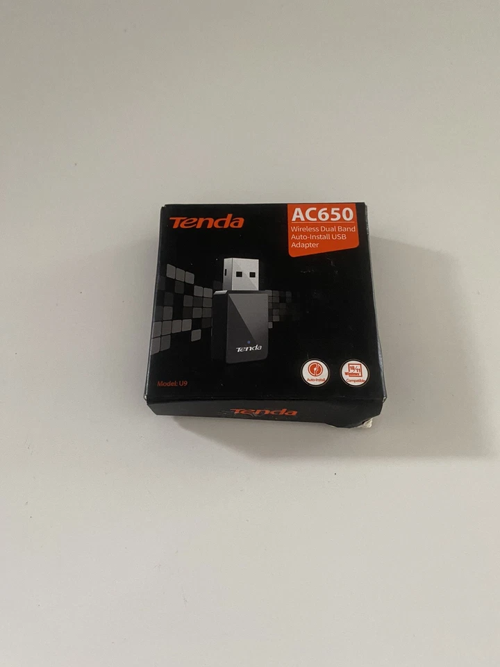 Tenda U9 AC650 Wireless Dual Band Auto-Install USB Adapter 2G 200Mbps 5G 433Mbps - Image 1 of 2