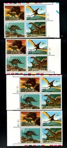 Scott # 2422-25 25 cent Dinosaurs Matched Set Of Plate Blocks MNH Fresh - Picture 1 of 1