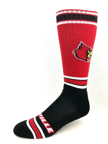 Louisville Cardinals College Striped Red & Black Deuce Crew Tall Socks Cover