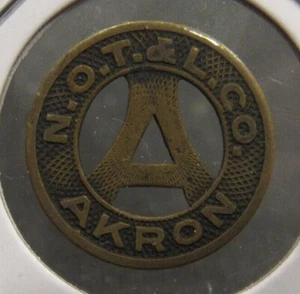 1925 N.O.T.&L. Ficha de carro de tránsito Co. Akron, OH - Ohio - Imagen 1 de 2