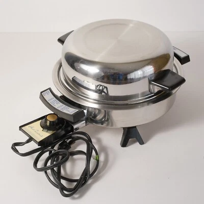 LIFETIME COOKWARE Electric Skillet Stainless 11” 7906 Liquid Core COMPLETE WORKS - Image 1 of 4