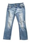 ALMOST FAMOUS Womens Size 13 Low Rise Ripped Destroyed Cropped Blue Jeans