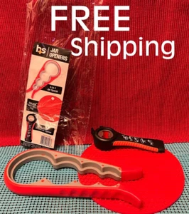 CLEARANCE 3 Pc JAR OPENER's ~~~ Seniors/and Me (Red) Jar, Bottle & Pad - Picture 1 of 6