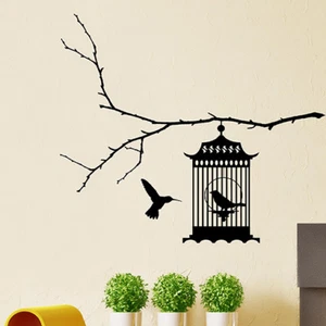 WALL STICKERS / BIRD CAGE WALL STICKER / VINYL WALL ART DECAL STICKER N28 - Picture 1 of 5