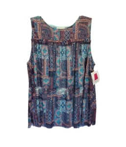 Bobbie Brooks Blouse Womens Tag Size 3X Blue Tank Sleeveless Yoke Sheer Top Line - Picture 1 of 13