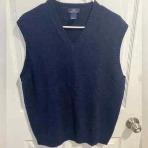 Chaleco Suéter Brooks Brothers Para Hombre Mediano Preppy Academia Lana de Cordero Azul Marino - Imagen 1 de 3