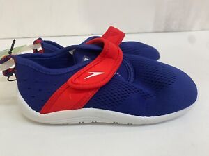 Boys Speedo Kids Size XL 11-12 Blue Red Slip On Water Shoes New